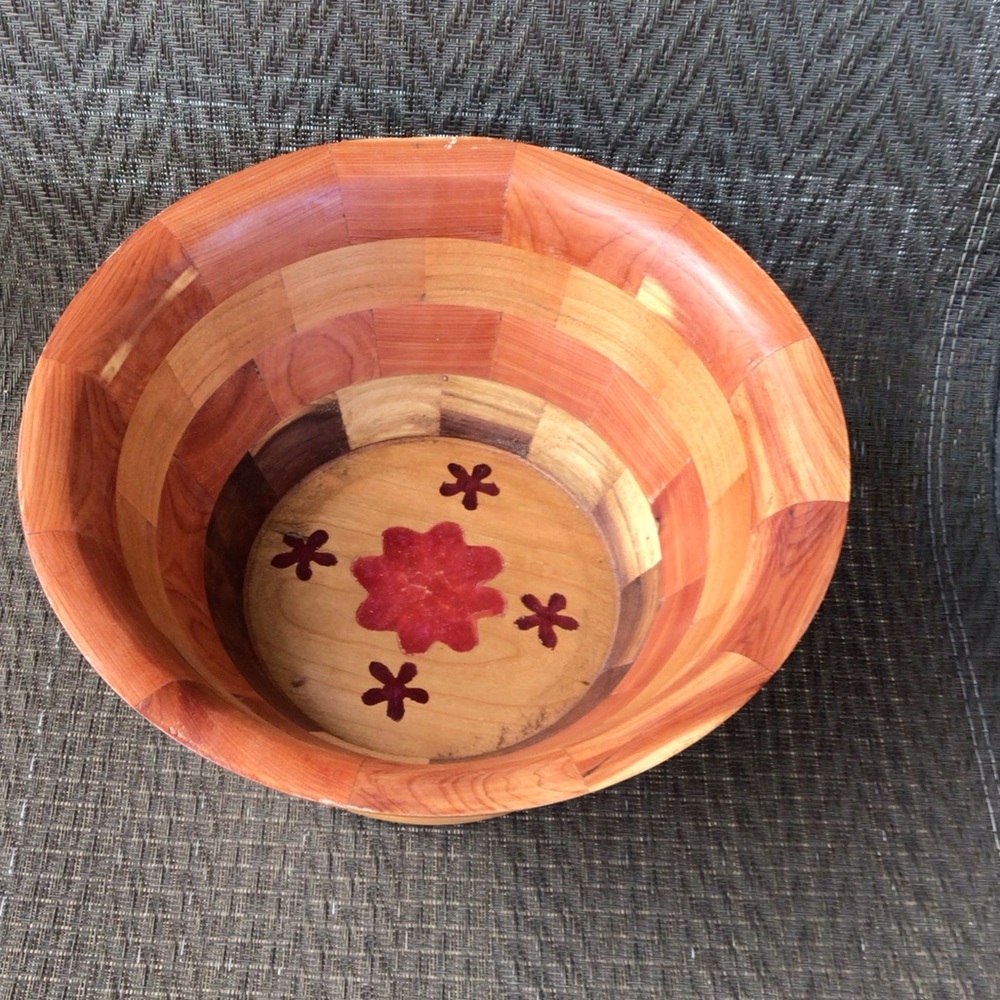 Mixed Wood Segmented Vintage Bowl